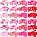 WILLBOND 24 Pieces Spa Headband Bow Hairband Facial Makeup Women Face Wash Valentine' Day Adjustable Skincare Headbands Bulk Soft Flannel Towel Head Wraps for Women Shower Washing Face (Cute)