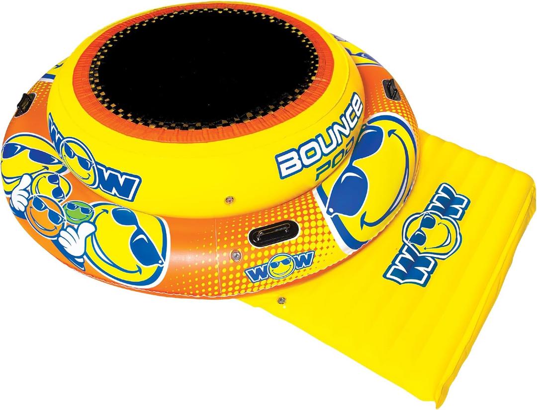 WOW Sports World of Watersports Inflatable Bounce Pad, 4Ft Bouncing Area, Yellow, 20-2030