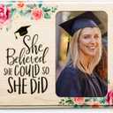 SICOHOME Inspirational Graduation Picture Frame - for Her 2025 Graduation Picture Frame Wooden Photo Frame for Her High School College Personalised Gifts for Her Him Seniors Personalised Gifts (Graduation-She did)