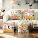wyooxoo Farmhouse Pillow Covers 18x18 Set of 4 Spring Throw Pillow Covers Floral Decorative Cushion Cases for Sofa Couch Living Room Outdoor Home Decor
