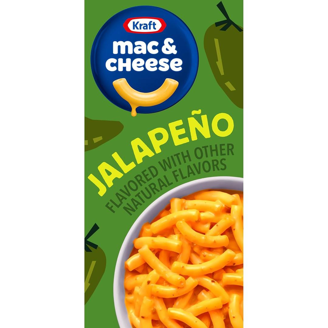 Kraft Mac & Cheese, 1 Box, for Easy Dinner or Dinner Sides, Jalapeo Flavored with Other Natural Flavors, No Artificial Flavors, Preservatives or Dyes, 7.25 oz (EXP 01/07/26)
