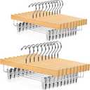 Nature Smile Wooden Pants Hangers Skirt Hanger Solid Lotus Wood Jeans Bottom Hanger with Clips Natural Color(20 Pack)