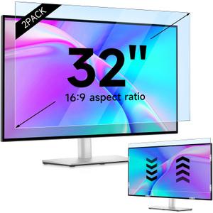 IPROKKO 2Pack 32 Inch Blue Light Screen Protector for 16:9 Computer Monitor | Anti Glare & Scratch Shield, Eye Protection UV Filter Film, Removable Blue Light Blocking Cover For PC Desktop TV Display