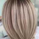 RENERSHOW Layered Pixie Bob Wig with Bangs Straight Hair Wigs for White Women Rose Blonde 12inch Synthetic Ombre Bob Natural Looking Daily Party Wig