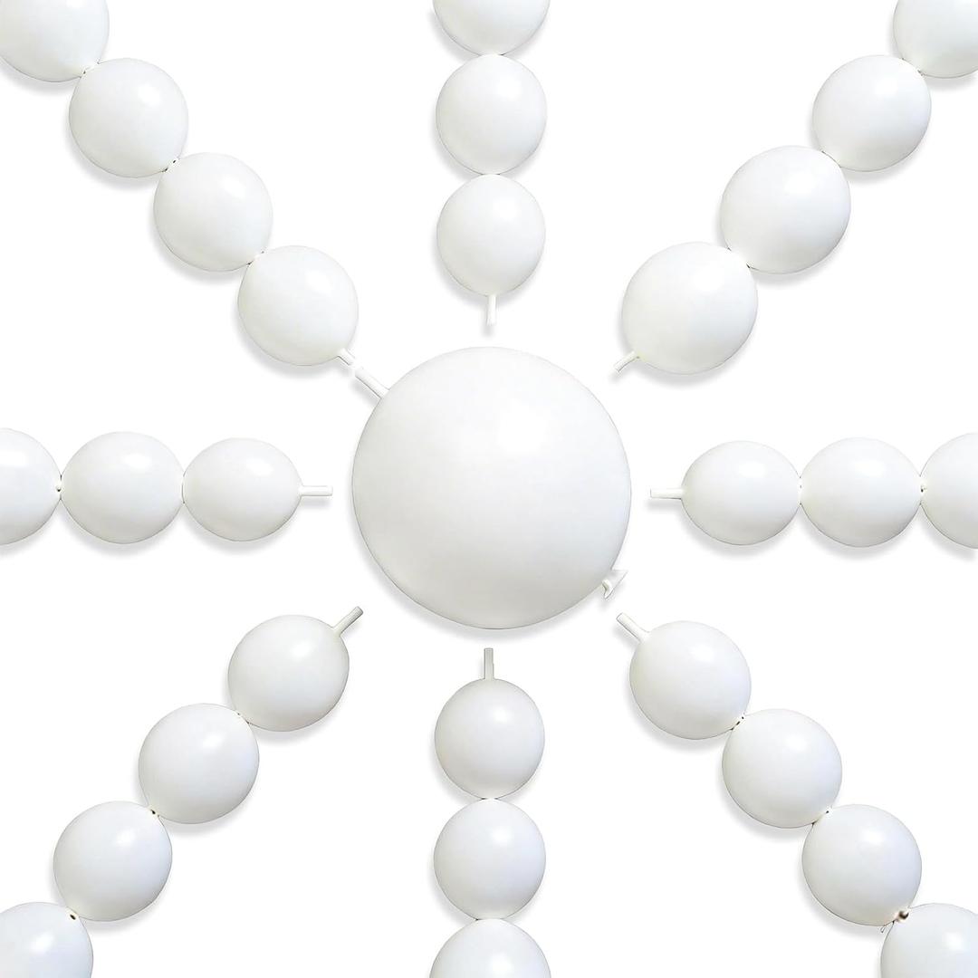 PartyWoo White Linking Balloons 100pcs 6 Inch White Link Balloons for Wedding Baby Shower Birthday Bridal Shower Graduation Engagement Princess Anniversary Party Decorations White-y13