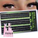 Volume Lash Clusters Kit 8-10-12MM Fluffy Eyelash Clusters Short Lash Extension Kit 243 Pcs Thick Clusters Eyelash Extensions D-Curly 3D Look Individual Lashes Kit by Newcally