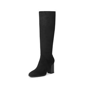 TopWalks Knee High Boots Women Classic Chunky Heel Square Toe Tall Boots For Women High Heel Side Zipper Boots 9.5 Black