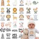 Kaciola 30 Sheets Baby Shower Games Iron on Transfers, Animal DTF Transfers Ready to Press Baby Bodysuit Making Stickers Iron on Decals for T Shirts Hoodie DIY Crafts (Animal)