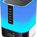 Hetyre Night Light Bluetooth Speaker, 5 in 1 Touch Control Bedside Lamp Dimmable Multi-Color Changing, Bedroom Alarm Clock, Best Birthday Gift Ideas for 10 11 12 13 14 Year Old Teenage Girls/Boys