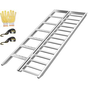 gardhom Aluminium Motorcycle Ramp with Steps, 900 LBS Capacity Folding Dirt Bike Ramp for Pickup Trucks, Portable Loading Ramps for Motorcycle, Dirtbike, Bike