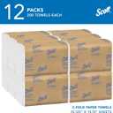 Scott Professional Essential C-Fold Folded Paper Towels, Bulk (01510), Fast-Drying Absorbency Pockets, 13.15"x10.125" Towel, White (200 Sheets/Pack, 12 Packs/Case, 2,400 Sheet Total), 200 Count