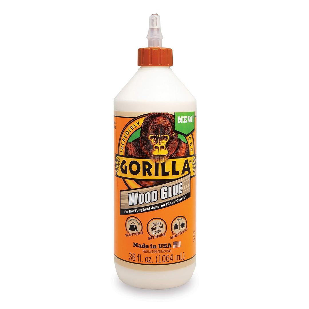 Gorilla Wood Glue, Natural Wood Color, 36 Ounce Bottle (Pack of 1) - Water Resistant for Indoor or Outdoor Projects and Repairs