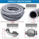Liquid-Tight Conduit 100 ft and 8 Pieces of Connector Kit,Electrical Conduit 3/4 100ft UL Certification,Flexible Conduit with 5 Straight and 5 90-Degree Conduit Connector Fittings