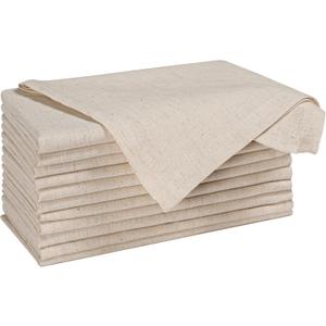 Natural Color Cotton Linen Blend Napkins Set of 12 - Hemmed 18x18 Inch Decorative Elegant Soft Washable Reusable Flax Dinner Napkin for Dining Table Dcor Christmas Wedding Party & Everyday Use