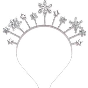 Christmas Headband for Women Crystal Reindeer Antlers Headbands Hairbands Holiday Party Gifts for Women Girls (Snowflake)