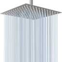 Voolan Rain Shower Head - High Flow Large Rainfall Shower Heads Made of Stainless Steel - Waterfall Bathroom Square Showerhead - Ceiling or Wall Mount (12" Brushed Nickel)