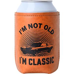 2 x Christmas Gifts for Dad from Daughter, Son for Fathers Day, Birthday Gifts for Dad, Him, Husband, Grandpa, Retirement Gifts for Men, Leather Can Cooler for Mens 12oz (Classic)
