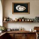 Vintage Gold Framed Wall Art Oyster Wall Decor Kitchen Minimalist Canvas, 24"L x 16"W