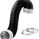 4 Inch Dryer Vent Hose, Heavy Duty Flexible Dryer Exhaust Duct Tube 8Feet for Tight Space, Extra Thick Aluminum foil Ducting Kit with 2 Hose Clamps (4 Inch 4.92Feet)