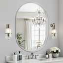 Oval Bathroom Mirror, 22x30 Inch White Oval Wall Mirror with Metal Deep Frame, Mirrors for Wall Decor, Vanity, Entryway, Living Room, Horizontally/Vertically