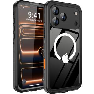 for iPhone 17 Pro Case: Waterproof Phone Case Shockproof Dustproof with Built-in Screen Protector Compatible with Magsafe, Full Body Protection Cover for Apple 17 Pro 6.3" (Black)