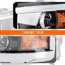 Headlights Assembly Compatible with Chevy Silverado 2500HD 2015-2019,Headlamp Halogen Driver Side Replacement GM2502416 84388592Chrome