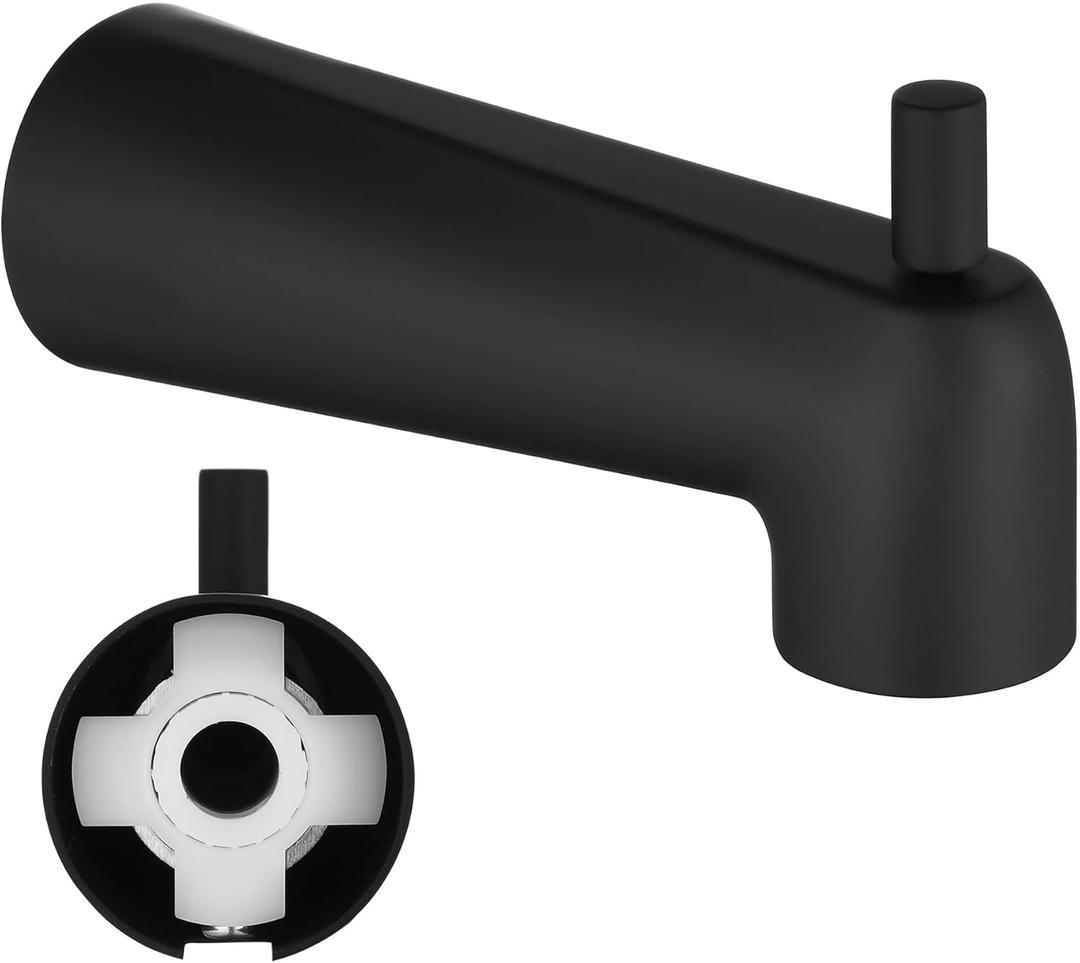 7" Slip-On Diverter Tub Spout, Extra-Long Replacement Bathtub Spout for 1/2" Copper Water Tube, Compatible with Moen 3839/3853, Slip-On Bathtub Faucet with Diverter, Matte Black