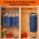 2-Pack Velvet Pants Hangers - Space Saving Multi-Layer Non-Slip Closet Organizers for Jeans, Trousers & Scarves - Ideal Dorm Room Storage Solution for Small Spaces