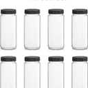 JoyJolt Glass Juice Bottles, 16 oz Glass Bottles with Caps. Set of 8 Juice Containers with Lids for Fridge, and Labels for Juice Jars. Glasses for Juice, Cold Brew Bottles, Smoothie Jars