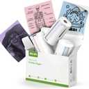 Nelko Genuine Self-Adhesive Thermal Printer Stickers, Compatible with PM230 Mini Sticker Printer, Black on White, 54mmx3.5m Mini Sticker Printer Paper, 3 Rolls, Blue/Pink/Purple