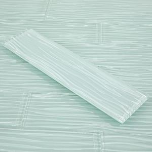 Light Green Glass Subway Tile Water Wave 3 x 12 Inch for Backsplash Kitchen Bathroom Shower Wall (16-Pack, 4 sq.ft.)