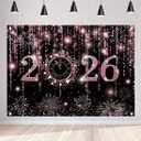 LYCGS 94.4''x 70.8''Fabric Pink Happy New Year Photography Background 2026 New Years Eve Party Decor Banner X-488