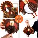 Outus Thanksgiving Hanging Paper Turkey Honeycomb Tissue Turkey Honeycomb Centerpiece for Thanksgiving Day Table Decorating Kit Party Supplies (6) Brown