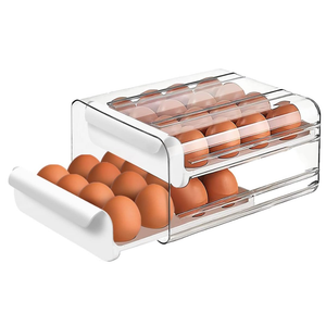 Large Capacity Egg Holder for Refrigerator, Egg Storage Container Organizer Bins, Stackable Clear Plastic Storage Egg Organizer with Handles, Household Egg Holder for Fridge(2 Layer)