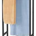 Freestanding Towel Racks 2 Tier Small Towel Holder Stand for Bathroom Matte Black Stainless Steel Industrial Towel Drying Rack for Hand Towels Blanket