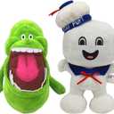 Stay Puft Marshmallow Man Plush Toys, Slimer Cute Ghost Stuffed Doll Toys for Kids (A-Stay Puft Marshmallow Man+Slimer), 23CM
