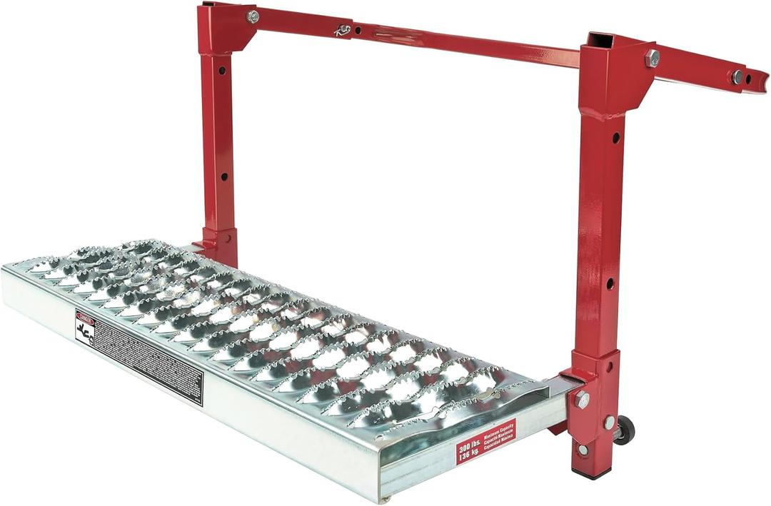 Powerbuilt Tire Step for Truck, SUV, Semi, Heavy Duty 300 lb. Capacity, Non-Slip Cheese Grater Steel Surface, Adjusts to Fit Any Diameter Tire Up to 13 in. Wide, Folds Flat for Storage  647596EC