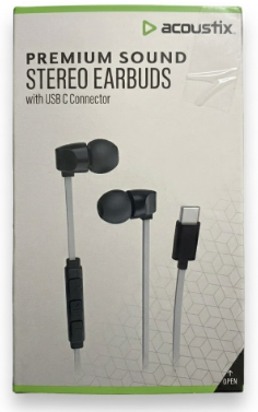 Acoustix Premium Sound Stereo Earbuds With Lightning USB C Connector