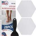 28 PCS Shower Floor Non Slip Stickers with Strong Adhesive, Invisible & Durable Anti Slip Shower Stickers with Scraper for Bath Tub, Pools and Stairs(Clear,Hexagon)