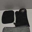 KEGOUU Oven Mitts and Pot Holders 6pcs Set, Kitchen Oven Glove High Heat Resistant 500 Degree Extra Long Oven Mitts and Potholder with Non-Slip Silicone Surface for Cooking (Black)