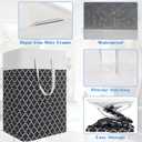 BlissTotes 3-Pack Laundry Basket, FreestandingWaterproof Laundry Hamper, Collapsible Tall Clothes Hamper with Easy Carry Handles for Clothes, Towels in the Family and Dorm,Clover Black,88L