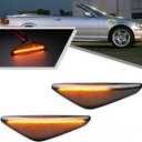 2Pcs Dynamic Blink Amber LED Side Marker Light For BMW 3 Series E46 Coupe Convertible LCI 323Ci 325Ci 328Ci 330Ci 2004-2006 Fender Turn Signal lights Smoked Lens