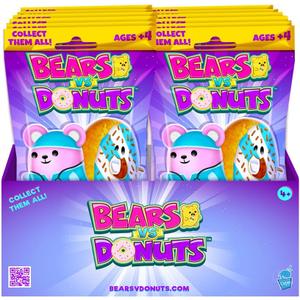 Bears vs Donuts - Fuchsia Asst D 12 Pack | 4" Bean-Filled Mystery Plushies |From the VS World!