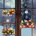 Lemical Christmas Window Lights Decorations 3Pack Battery Powered Xmas Hanging Light Merry Christmas Train Santa Sleigh LED String with Suction Cup for Xmas Tree Party Fireplace Indoor Decor