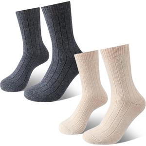 Chicingyou 2 Pairs Cozy 90% Cashmere Crew Socks for Women Men Gifts Soft Warm for Winter Home Bed Outdoor
