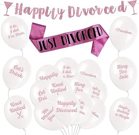 Divorce Party Decorations for Women & Men - Pink Happily Divorced Favors Finally Divorced Party Gifts for Women | Breakup Kit Sash Divorcee Newly Single Gift Decor Bye Felicia Set Decoration Woman