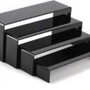 A+ DESIGN Acrylic Display Risers Suitable for Cupcake Retail Shoe Showcase Jewelry Funko Pop Figures (Black 4 Pack Set)
