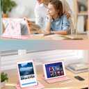 Uppuppy for iPad 5th/6th Generation Case for iPad Air 1st/Air 2nd/Pro 9.7 inch 2016 Case - 360 Rotating Stand Folio Smart Cover with Pencil Holder for Women Girls, Pink Bow Checkered for Apple Tablet