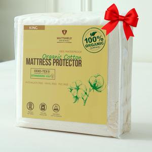 Waterproof Organic Mattress Protector King  Soft Organic Cotton Top  Noiseless & Breathable 250 GSM Pad Cover  Deep Pocket Fitted Design