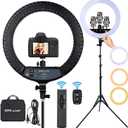 Upgraded 18 inch LED Ring Light with Tripod Stand, Selfie Ring Light with Touch Panel for Makeup Studio Portrait YouTube Vlog Video Shooting with Carrying Bag and Remote Controller, CRI>90